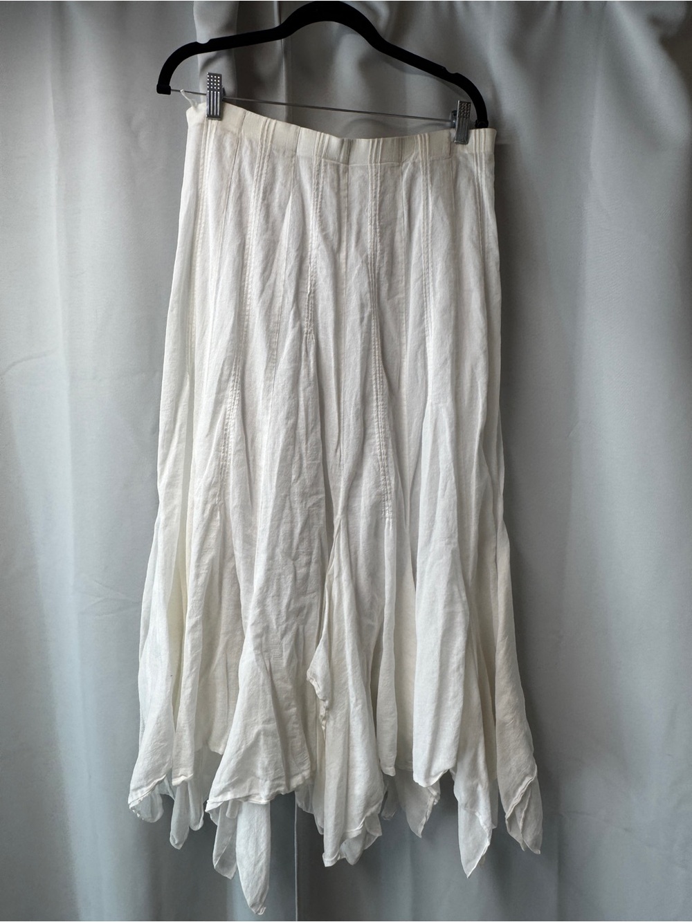 Animale Ivory Asymmetrical Handkerchief Hem Maxi Skirt